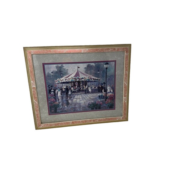 Victorian Framed Art Carousel Paris by Bettie Hebert Felder Print Wall Decor - Picture 2 of 6